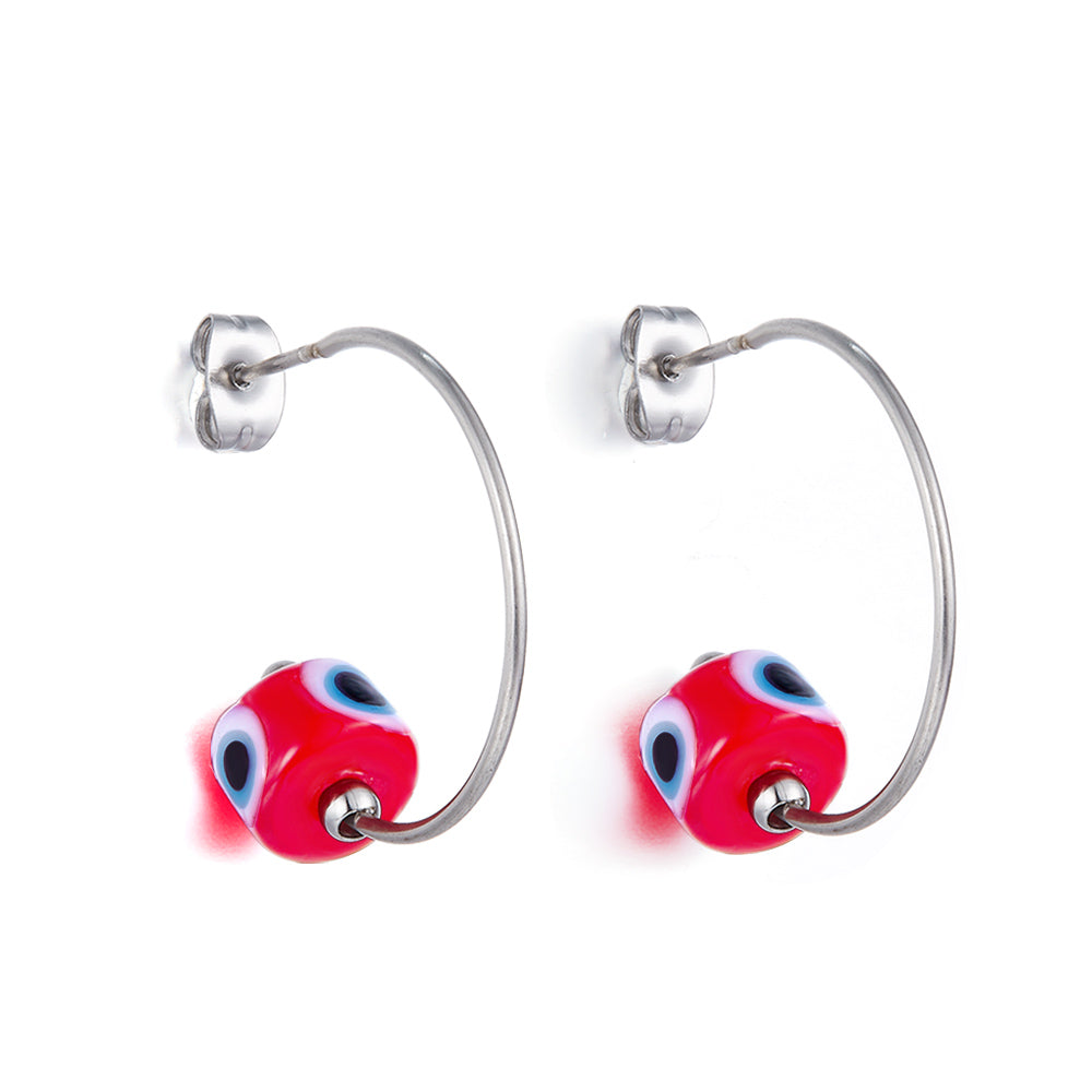 Fashion Stainless Steel Red Eyes Earrings asonjewelry